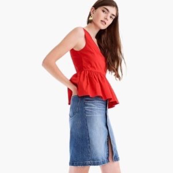 J Crew Sleeveless Peplum Top in Cotton Poplin Size 2 - Picture 1 of 5